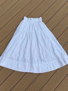 ME+EM Cotton Cheesecloth White Midi/Maxi Skirt